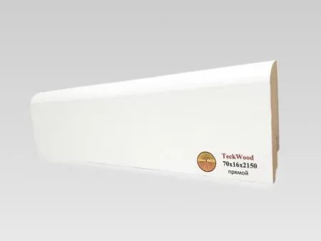 Плинтус МДФ TECKWOOD белый прямой 70х16х21500
