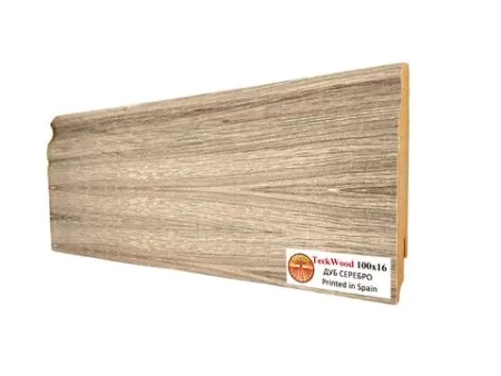 Плинтус МДФ TECKWOOD фигурный Дуб Серебро 100х16х2150